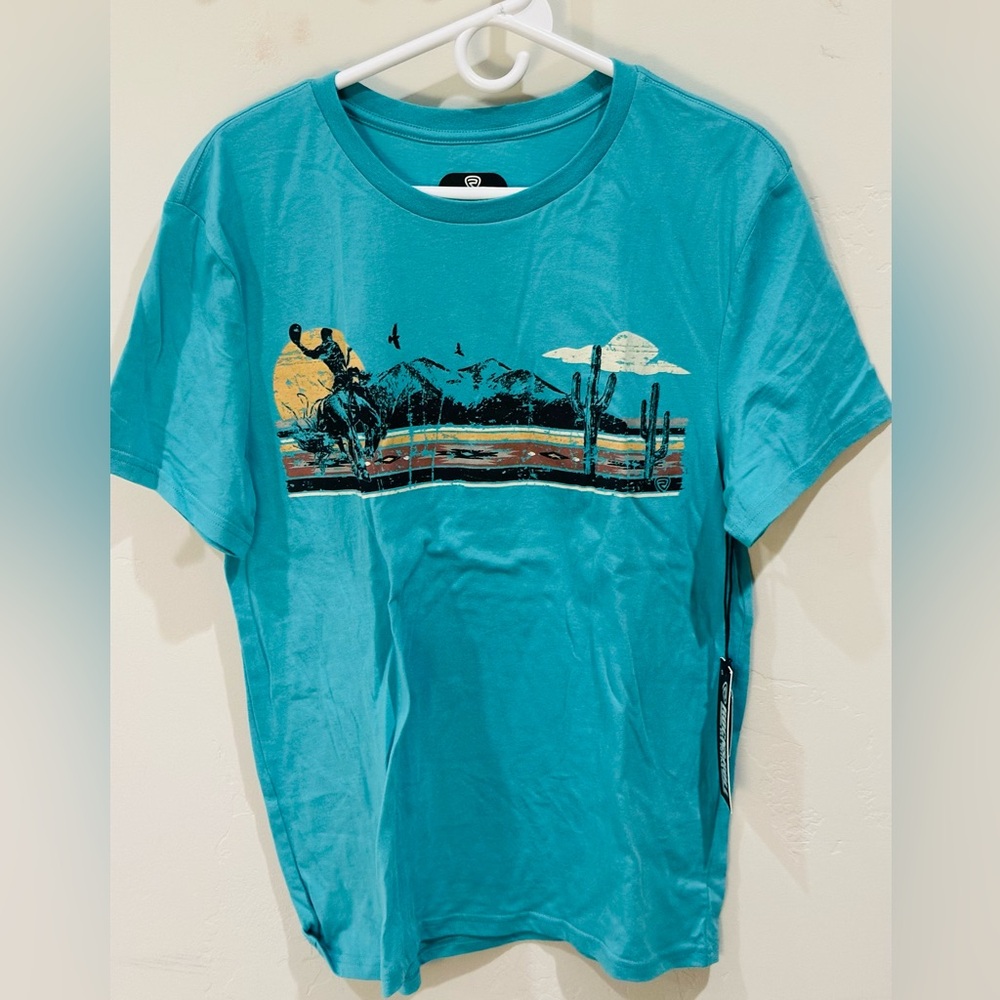 NWT Rock & Roll Cowgirl turquoise graphic t-shirt